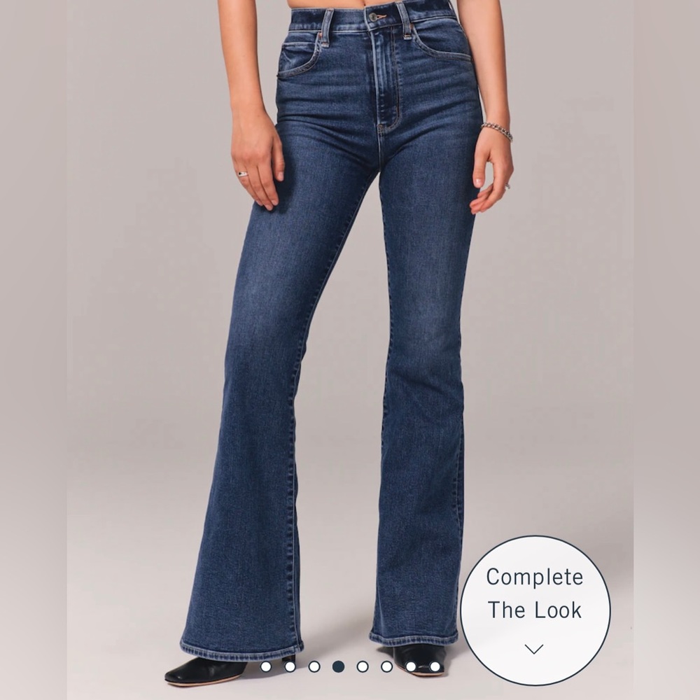 Abercrombie Ultra high flare jeans in Navy